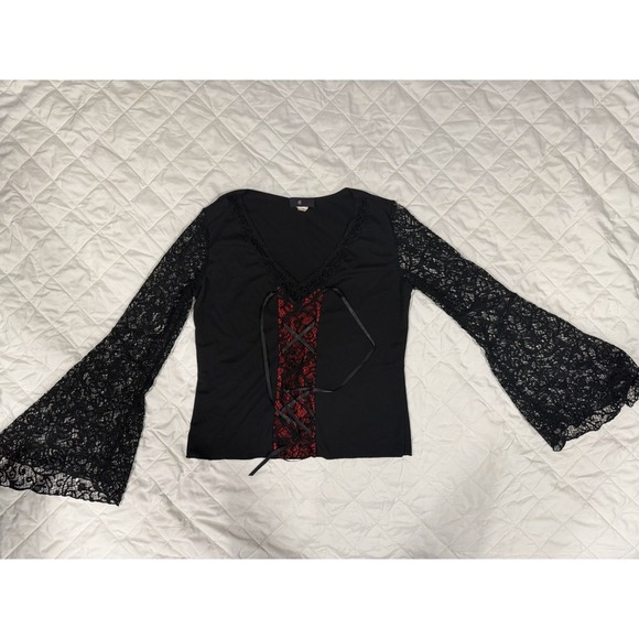 Morbid Threads Dresses & Skirts - Morbid Threads Gothic Hot Topic Y2K Blouse Skirt Set Lace Red Black Large
